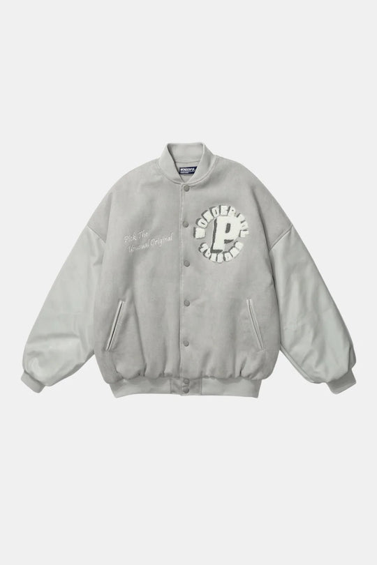 Y2K Custom varsity jacket in gray by Y2K Crew