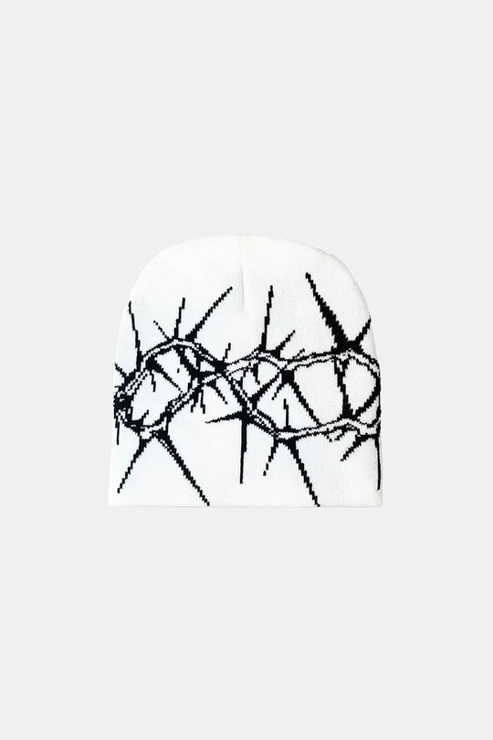 Y2K Barbed Wire beanie in white by Y2K Crew