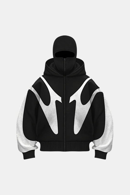 Y2K Integrated balaclava jacket in black by Y2K Crew