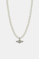 Planet & pearl necklace