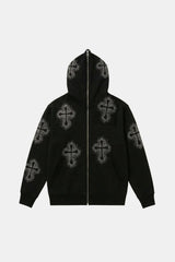 Rhinestone cross hoodie