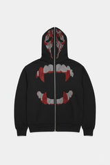 Rhinestone scream full zip-up hoodie