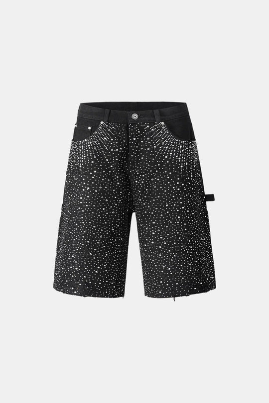 Y2K Rhinestones jorts in black by Y2K Crew
