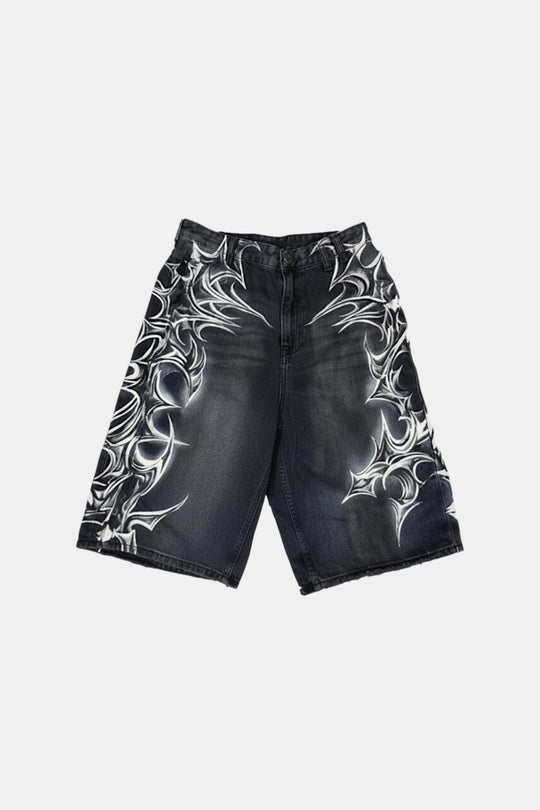 Y2K Tribal jorts in multicolor by Y2K Crew