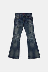 Blue stacked jeans