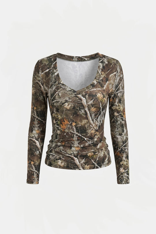 Y2K camo long sleeve crop top by Y2K Crew