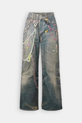 Chain print jeans