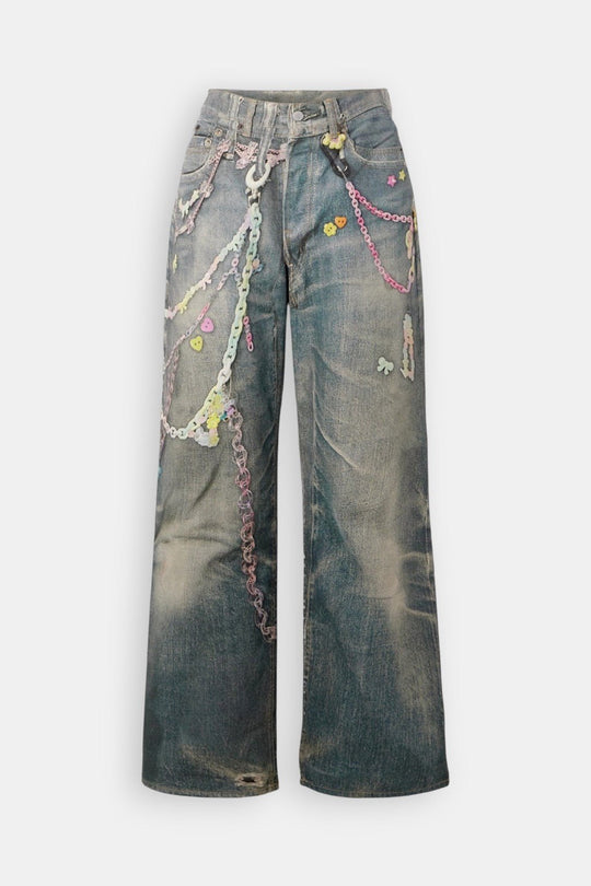 Y2K chain print jeans by Y2K Crew