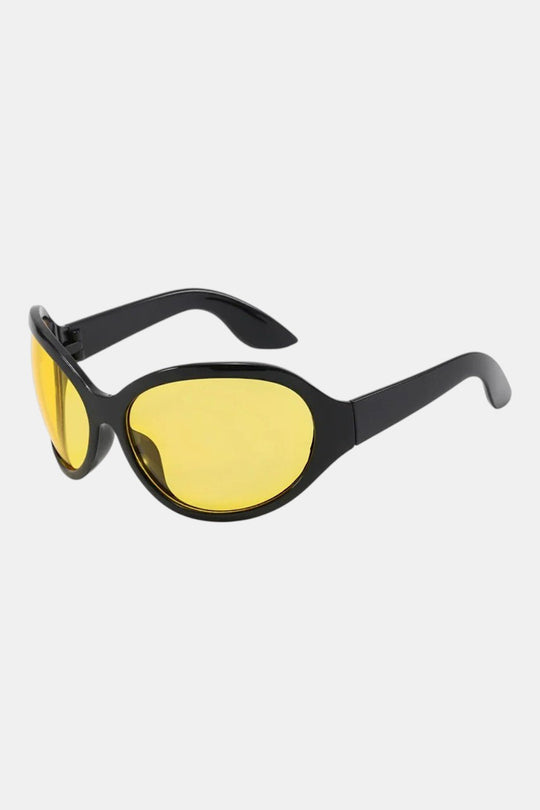 Y2K oval yellow sunglasses in yellow by Y2K Crew