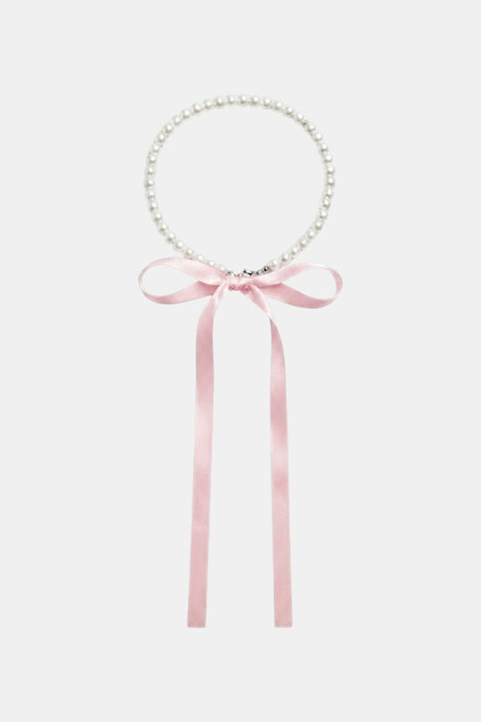 Y2K ribbon necklace in pink by Y2K Crew
