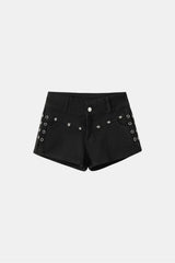 Studded denim shorts