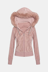 Suede fur hoodie