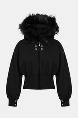 Suede fur hoodie