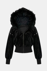 Suede fur hoodie