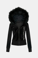 Suede fur hoodie