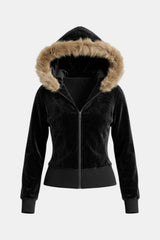 Suede fur hoodie