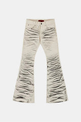 White stacked jeans